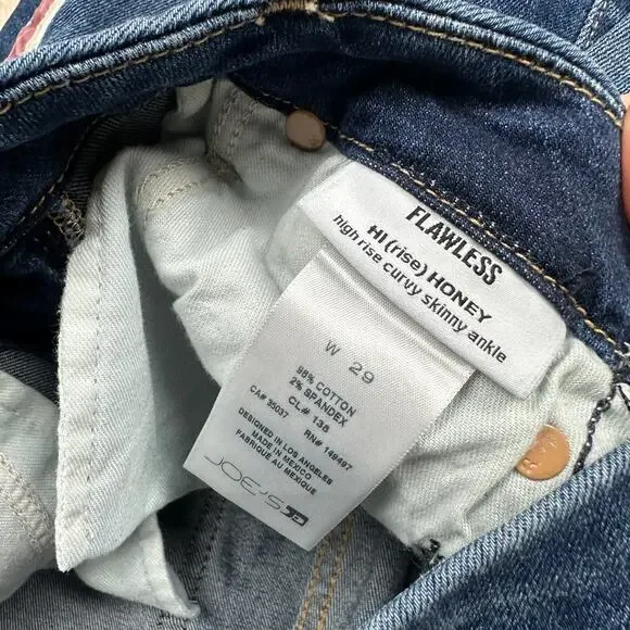 Joe's Jeans Honey High Rise Curvy Skinny Ankle Side Stripe Raina Distressed 29 - Picture 10 of 15